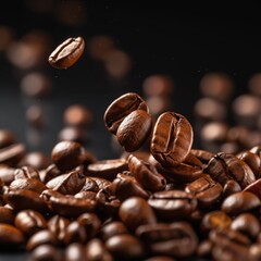 Fototapeta premium Nice close up photography coffee beans blur background