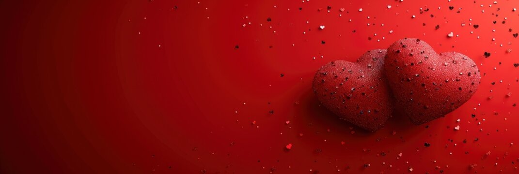 Valentines Hearts On Red Background Top, Banner Image For Website, Background, Desktop Wallpaper