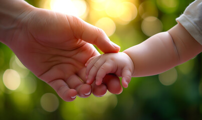 Parent Child Baby Hand Holding Outdoor Concept