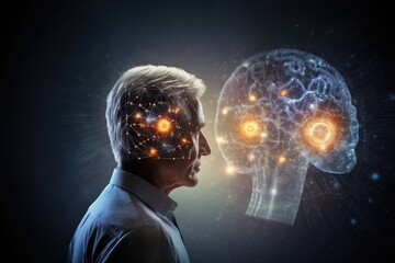 Cognitive decline, brain jigsaw puzzle disorder aging brain weave complex tapestry. Forgetfulness, dementia, creativity coalesce cerebral processes. Brainwave of neurodesign innovative brainstorming,