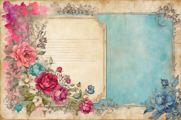 framework for invitation or greetings in shabby chic look style