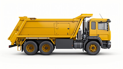 Garbage truck on a white isolated background.