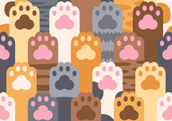 Cat paw Bliss seamless pattern, vector illustration for Purrfect Designs