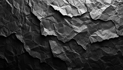 Crumpled black paper background texture. Closeup crumpled dark grey or black paper texture background.Dark ,black paper sheet board with space for text ,pattern or abstract design backdrop.