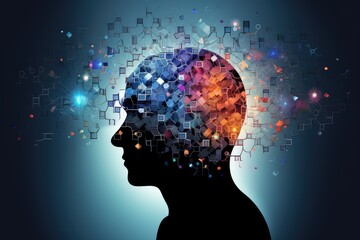 Vivid creative ideation - brain radiant symphony of ingenious imagery, wit neural graphics, psychedelic visualization. Chromatic neurons dance in witty, neural neon tapestry of imaginative thinking
