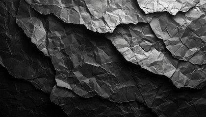 Crumpled black paper background texture. Closeup crumpled dark grey or black paper texture background.Dark ,black paper sheet board with space for text ,pattern or abstract design backdrop.
