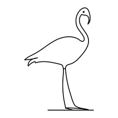 Continuous one line drawing of flamingo bird outline vector illustration 