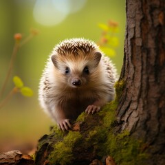 Naklejka premium Looking forward very nice hedgehog baby image 