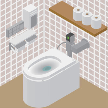 アイソメトリックな公共施設や商業施設にあるトイレのイメージ素材