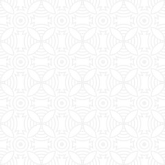 Seamless trendy pattern of circles and arcs, geometric white shapes for textiles and wallpaper. Festive Christmas pattern on a gray background.