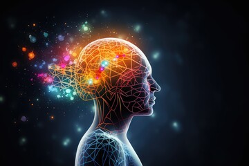 Old Man mind, flamenco innovative brilliance skull's head arena. Neural dance sparkles wit ideation, bold radiant. Ingenious axon thoughts creates electric tapestry of mindplay brain's sanctuary