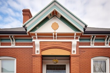 ornate brick detailing on the gable of a colonial home