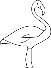 Continuous one line drawing of flamingo bird outline vector illustration 