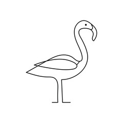 Continuous one line drawing of flamingo bird outline vector illustration 