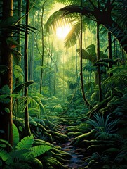 Serene Rainforest Canopies: Nature's Green Expanse Wall Art