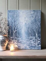 Snowy Winter Wonderland Handmade Art: Enchanting Woodland Snow and Frosty Trees