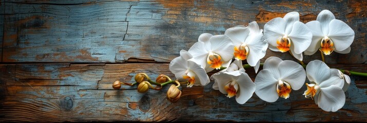  Beautiful Phalaenopsis Orchid Flowers On Wooden, Banner Image For Website, Background, Desktop Wallpaper
