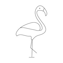 Continuous one line drawing of flamingo bird outline vector illustration 