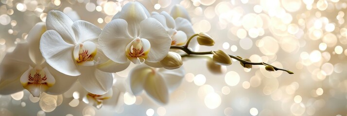  Beautiful White Orchid On Defocused Background, Banner Image For Website, Background, Desktop Wallpaper
