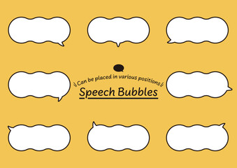 ツノの向きのバリエーションが多く配置しやすい、線幅編集可能なモコモコしたお団子型のベクター吹き出しセット