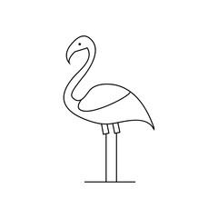 Continuous one line drawing of flamingo bird outline vector illustration 