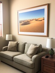 Sunlit Sand Dune Vista Framed Print - Mesmerizing Desert Decor
