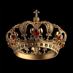 Golden royal crown. King luxury crown with precis