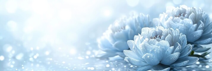 Fototapeta na wymiar Blue Large Peony Bud Cloves Flowers, Banner Image For Website, Background, Desktop Wallpaper