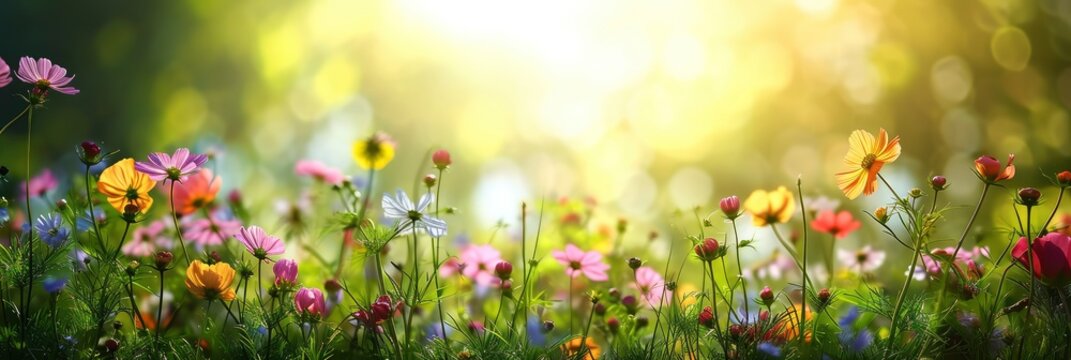 Blurry Background By Many Wild Flowers, Banner Image For Website, Background, Desktop Wallpaper
