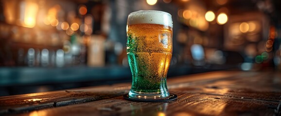 Obraz premium Mugs Green Beer Ale On Bar, HD, Background Wallpaper, Desktop Wallpaper