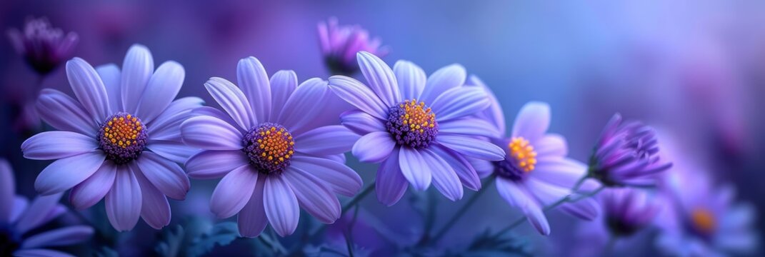  Bright Picturesque Purple Chrysanthemum Flowers, Banner Image For Website, Background, Desktop Wallpaper