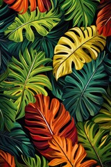 Fototapeta na wymiar Tropical pattern with leaves