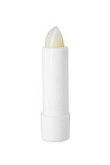 One lip balm isolated on white. Cosmetic product