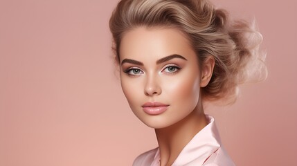 Fototapeta premium Makeup Artist in a clean background stock photo , makeup artist, clean background, stock photo