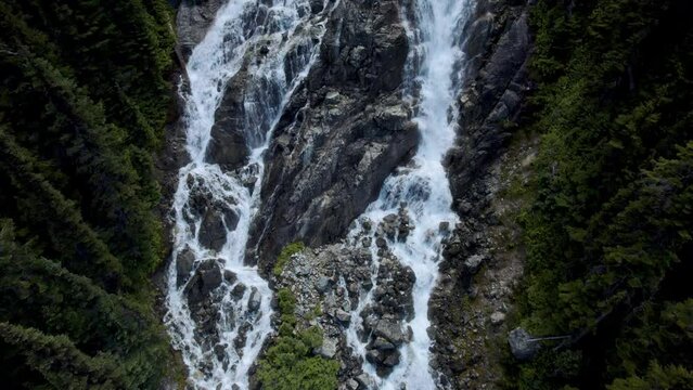 Majestic Waterfall Aerial Reveal in Whistler BC