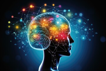 Brain, tapestry of polychromatic neurons, artistic conceptual visual mapping. Luminous thought sparkle, creating opalescent brilliance of whimsical creativity. Ingenious ideas, vibrant mind Carnival 