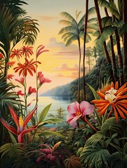 Tropical Island Horizons: Botanical Bliss � Island Flora Wall Art