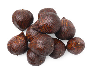 Delicious salak fruits isolated on white, top view