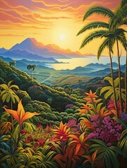 Fototapeta na wymiar Tropical Island Horizons: Rolling Hills Art with Island Undulations