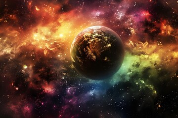 Obraz na płótnie Canvas Earth is on fire, stop destruction concept.the essence of space.