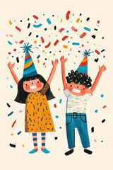 Happy birthday vibes portrayed by two jubilant kids.