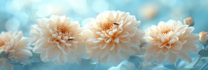  Chrysanthemum Flowers On Natural Background, Banner Image For Website, Background, Desktop Wallpaper