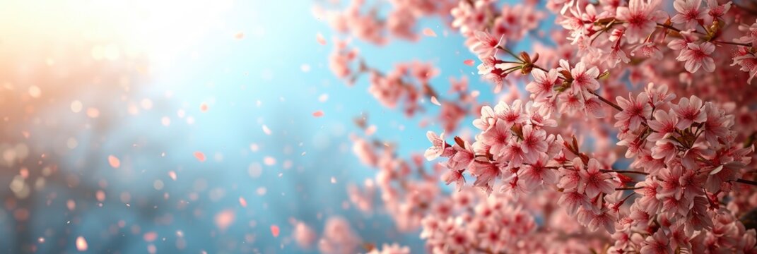  Close Blossoming Cherry Branches Outdoors Low, Banner Image For Website, Background, Desktop Wallpaper