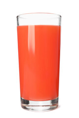 Tasty fresh grapefruit juice in glass isolated on white