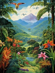 Tropical Jungle Wildlife Plateau Art: Rolling Hills Art Print