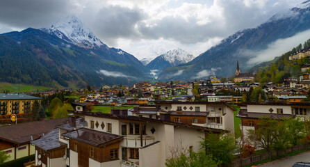 Fototapeta na wymiar Townscape of Ischgl, a town in the Paznaun Valley, province of Tyrol, Austria.