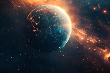 Earth is on fire, stop destruction concept.the essence of space.