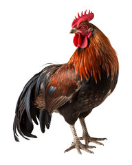 rooster farm animal portrait on transparent background, generative ai - obrazy, fototapety, plakaty
