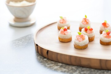 Obraz na płótnie Canvas individual raspberry cheesecake bites on a serving platter