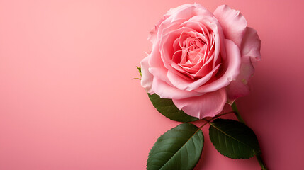 Top view of pink rose flower isolated background.empty space, generative ai